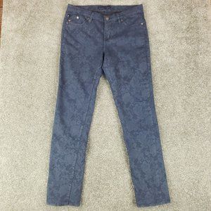 Rock & Republic Jeans Sz 12 (33x31) Womens Blue Floral Skinny Stretch Denim